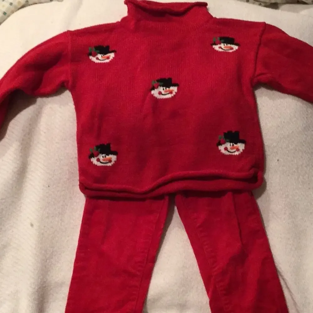 Clauce 2t Red snowman outfit worn once